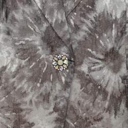 Pre Owned Marina Rinaldi Grey Jacquard Single Breasted Blazer L