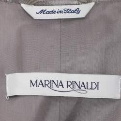 Pre Owned Marina Rinaldi Grey Jacquard Single Breasted Blazer L
