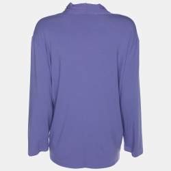 Pre Owned Marina Rinaldi Purple Jersey V Neck Top XL