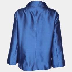 Pre Owned Marina Rinaldi Blue Silk Blend Blazer L