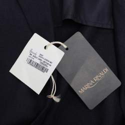 Pre Owned Marina Rinaldi Navy Blue Linen Single Breasted 3/4 Sleeve Blazer L