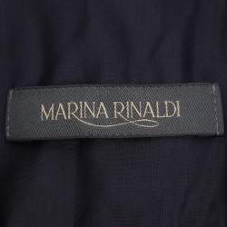 Pre Owned Marina Rinaldi Navy Blue Linen Single Breasted 3/4 Sleeve Blazer L