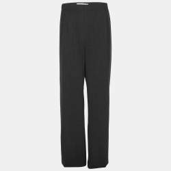 Pre Owned Marina Rinaldi Dark Grey Stretch Wool Wide Leg Trousers L