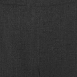 Pre Owned Marina Rinaldi Dark Grey Stretch Wool Wide Leg Trousers L