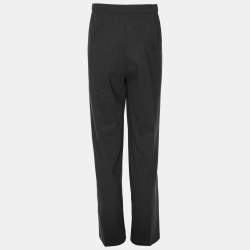 Pre Owned Marina Rinaldi Dark Grey Stretch Wool Wide Leg Trousers L