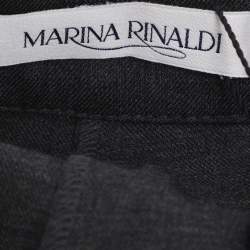 Pre Owned Marina Rinaldi Dark Grey Stretch Wool Wide Leg Trousers L