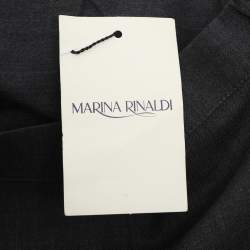 Pre Owned Marina Rinaldi Dark Grey Stretch Wool Wide Leg Trousers L