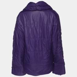 Pre Owned Marina Sport by Marina Rinaldi Purple Quilted Nylon Open Neck Jacket L
