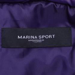 Pre Owned Marina Sport by Marina Rinaldi Purple Quilted Nylon Open Neck Jacket L