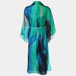 Pre Owned قَفْطَان بِحَبْل رَسّام شيفون مُتَعَدِّد الألوان مِن مَارينا رينالدي كَبِير (لارج)