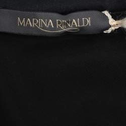Pre Owned Marina Rinaldi Black Stretch Silk Crystal Embellished Long Sleeve Scarf Neck Shirt L