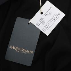 Pre Owned Marina Rinaldi Black Stretch Silk Crystal Embellished Long Sleeve Scarf Neck Shirt L
