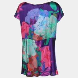 Pre Owned Marina Rinaldi Mulitcolor Floral Print Sleeveless  Blouse L