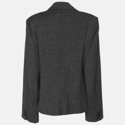 Pre Owned معطف مارينا رينالدي من الصوف الرمادي بقصة محيط مقاس كبير