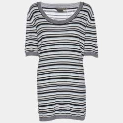 Pre Owned Marina Rinaldi Multicolor Stripe Stretch Knit Top L