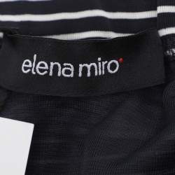 Pre Owned تنورة إيلينا ميرو ميدي جيرسي مطبوعة أسود/أبيض مقاس كبير جداً - إكسترا لارج