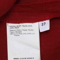 مملوكة مسبقًا Marina Rinaldi Red Linen Straight Midi Skirt L