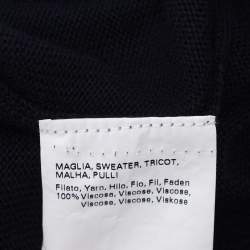 Pre Owned Marina Sport by Marin Rinaldi Navy Blue/White Stretch Knit Polka Dot V Neck Sweater L
