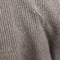 Pre Owned Marina Rinaldi Grey Rib Knit Button Front Sweater L