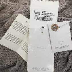 Pre Owned Marina Rinaldi Grey Rib Knit Button Front Sweater L