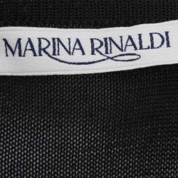 Pre Owned Marina Rinaldi Black Stretch Knit Half Sleeve Sweater Set L