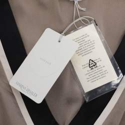 Pre Owned Voyage by Marina Rinaldi Metallic Beige/Black Sleeveless Mni Dress L