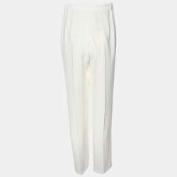 Pre Owned Marina Rinaldi White Jersey Wide Leg Trousers L