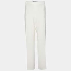 Pre Owned Marina Rinaldi White Jersey Wide Leg Trousers L
