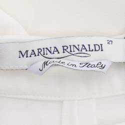 Pre Owned Marina Rinaldi White Jersey Wide Leg Trousers L