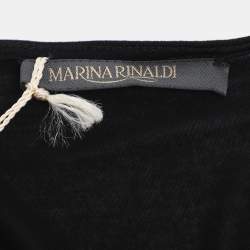Pre Owned Marina Rinaldi Black Jersey Leopard Print Tops L