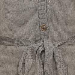 Pre Owned Voyage by Marina Rinaldi Grey Stretch Knit Belted Cardigan L