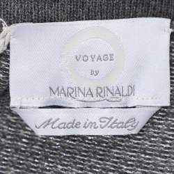 Pre Owned Marina Rinaldi Metallic Grey Jersey Cardigan Set L