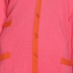 Pre Owned Marina Sport by Marina Rinaldi Pink/Orange Silk Knit Full Sleeve Sweater L