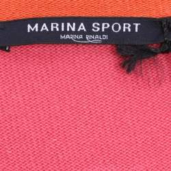 Pre Owned Marina Sport by Marina Rinaldi Pink/Orange Silk Knit Full Sleeve Sweater L