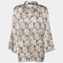 مملوكة مسبقًا قميص حريري مطبوع متعدد الألوان مارينا سبورت من مارينا رينالدي بأزرار من الأمام مقاس كبير