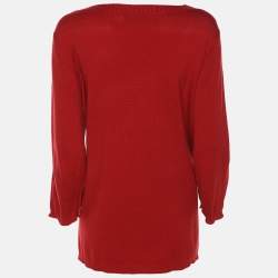 Pre Owned Marina Rinaldi Red Stretch Knit Sweater L