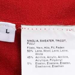 Pre Owned Marina Rinaldi Red Stretch Knit Sweater L