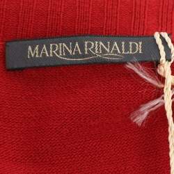 Pre Owned Marina Rinaldi Red Stretch Knit Sweater L