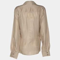 مملوكة مسبقًا قميص بأزرار من الحرير البيج مارينا سبورت من مارينا رينالدي مقاس كبير