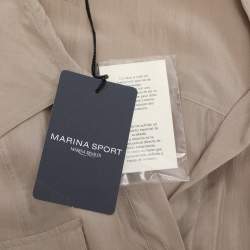 مملوكة مسبقًا قميص بأزرار من الحرير البيج مارينا سبورت من مارينا رينالدي مقاس كبير