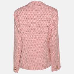 Pre Owned Marina Rinaldi Pink Jacquard Check Pattern Single Breasted Blazer L