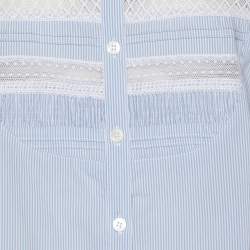 Pre Owned Marina Sport by Marina Rinaldi Pinstripe Lace Detail Long Sleeve Shirt L