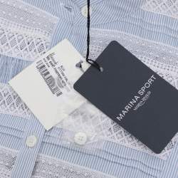 Pre Owned Marina Sport by Marina Rinaldi Pinstripe Lace Detail Long Sleeve Shirt L