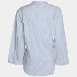 Pre Owned Marina Sport by Marina Rinaldi Pinstripe Lace Detail Long Sleeve Shirt L