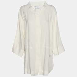 مملوكة مسبقًا جاكيت قميص فويج باي مارينا رينالدي أبيض كتان مقاس كبير