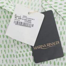 Pre Owned Marina Rinaldi Green Stretch Cotton Spot Print 3/4 Sleeve Shirt L