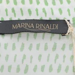 Pre Owned Marina Rinaldi Green Stretch Cotton Spot Print 3/4 Sleeve Shirt L