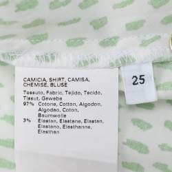 Pre Owned Marina Rinaldi Green Stretch Cotton Spot Print 3/4 Sleeve Shirt L