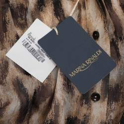 Pre Owned Marina Rinaldi Brown Printed Silk Shirt L