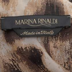 Pre Owned Marina Rinaldi Brown Printed Silk Shirt L